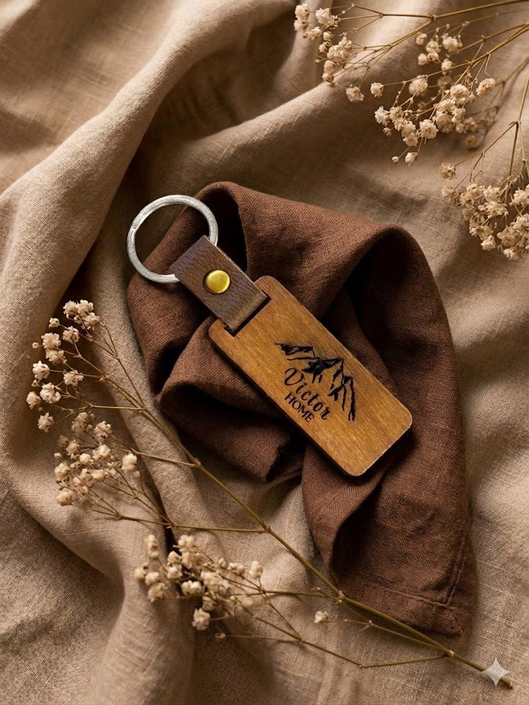 Porte-clés rectangle bois